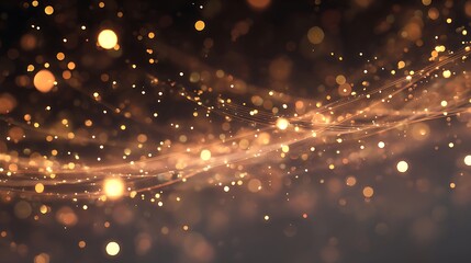 Golden Lights and Waves Abstract Background