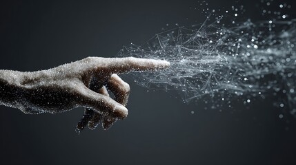 Hand Touching Network Connection Pointing Finger