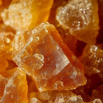 closeup of asafoetida resin chunks amber color and grainy texture macro spice photography ting