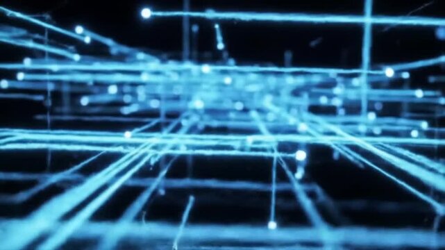 A seamless 4K ultra-realistic loop showcasing a futuristic data network plexus, 