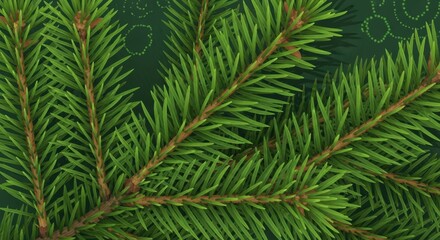 Fototapeta premium Close-up illustration of green pine branches