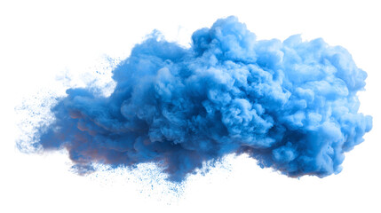 Blue smoke explosion border with airy diffusion effect, isolated on tranparent background 