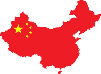 Map of China with Chinese Flag Design
