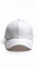 Clean and Modern White Baseball Cap Isolated on a Bright White Background.