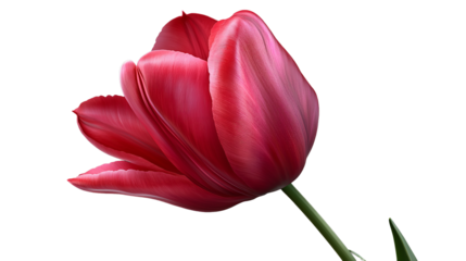 A vibrant red tulip a symbol of deep love and devotion against a stark black background with on transparent background