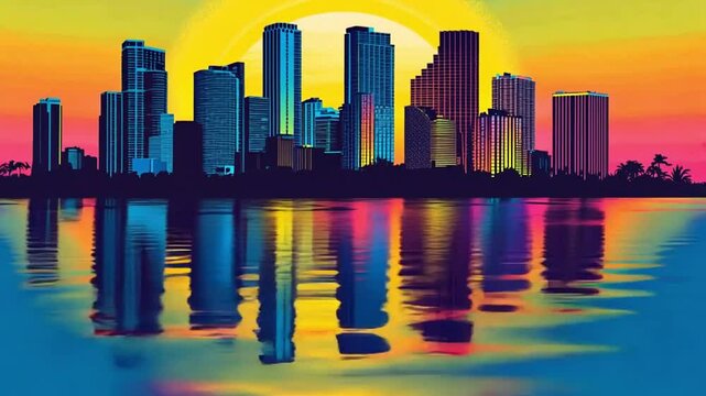 chicago skyline at sunset