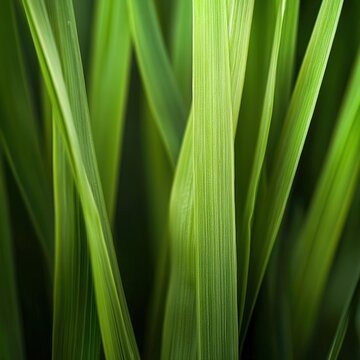 closeup of fresh lemongrass stalks with green color and natural texture, macro Southeast Asian herb photography