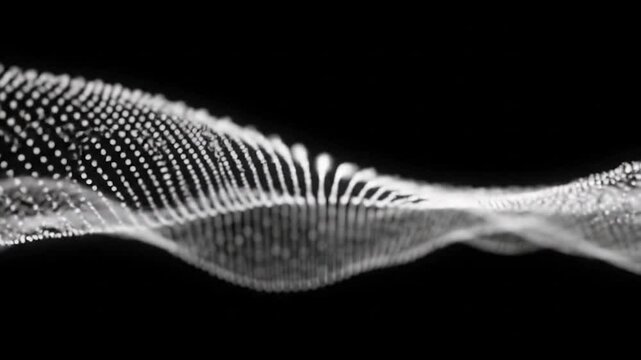 Abstract White Dots Waveform Animation on Black Background