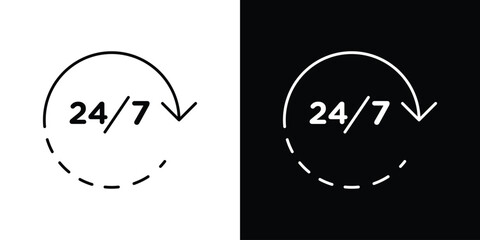 24 7 icon illustration symbol or logo collection.