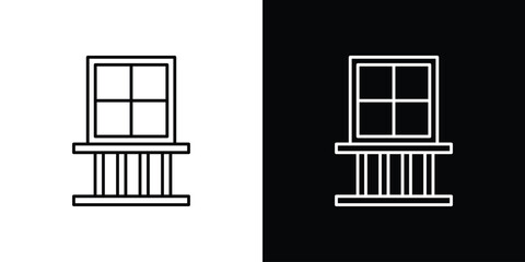 Balcony icon illustration symbol or logo collection.