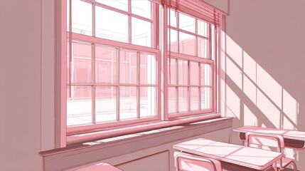 Pastel classroom scene
