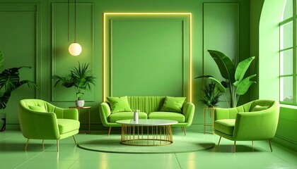 Emerald green living room with modern accents