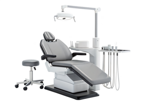 Dentist chair rendered isolated on a transparent background