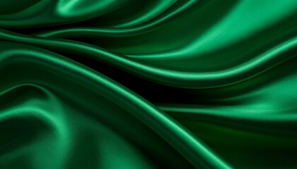 Emerald green silk fabric, draped in soft folds