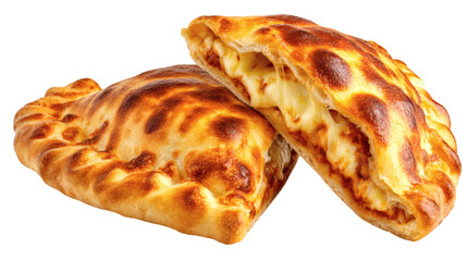 Calzone Italian folded pizza, isolated on tranparent background 