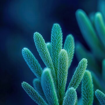 closeup of fresh rosemary sprigs with needlelike texture, deep green color, macro herb photography