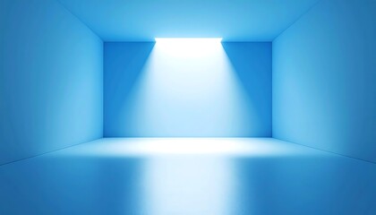 Empty blue room, spotlight center