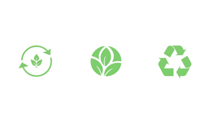 Eco-Friendly Symbols Set of Green Leaves Icons for Recycling and Environmental Sustainability