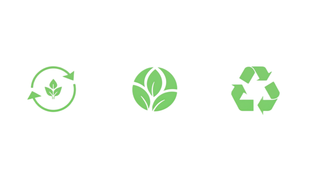 Eco-Friendly Symbols Set of Green Leaves Icons for Recycling and Environmental Sustainability