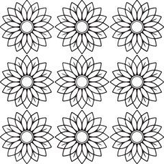 Fototapeta premium Floral Line Art Vector Set, Hand-Drawn Outline Flower Icons with Petal Patterns, Minimalist Botanical Elements for Coloring, Craft, and Design