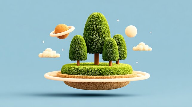 Mini Avocado Planet with Orbiting Chia Seed Rings, Frozen Mid-Air Over Pale Blue Matte Backdrop