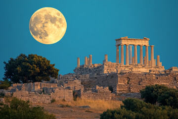 Moonlit Oracle: Ancient City, Temple, and Port