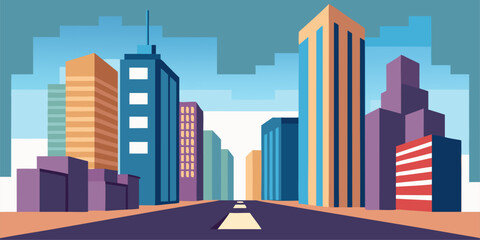 Illustration of Empty Streets in a Dream City in a Nameless Metropolis