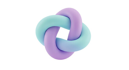 Naklejka premium Elegant 3D Render of Intertwined Pastel Torus Knots on a Clean White Background