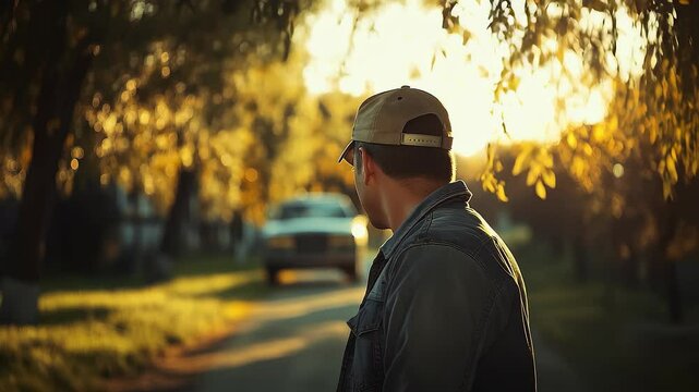 Outdoor Man Deeply Thinks About Life Prospects