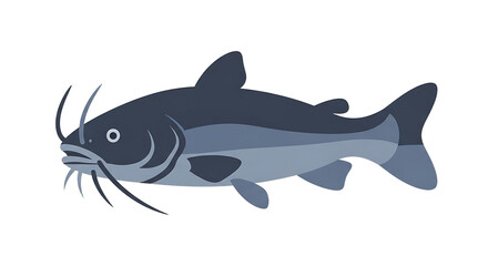 Naklejka premium Stylized illustration of a freshwater catfish with barbels on a white background
