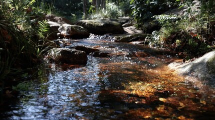 Sunny forest stream