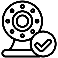 Obraz premium Camera On black outline, mini illustration icon. use for modern concept, print, UI, UX kit, web and app development. Vector related to remote working, work from home.