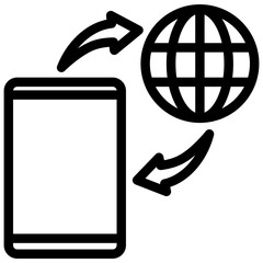 Connection black outline, mini illustration icon. use for modern concept, print, UI, UX kit, web and app development. Vector related to remote working, work from home.