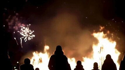 Dramatic 4K Footage of a Bonfire Night Celebration in the UK