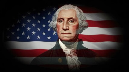 Honoring Founding Principles George Washington and American Flag Patriotic Visuals Animated