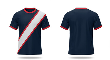 Realistic Detailed Soccer Jersey with Sash and Red Trim Apparel