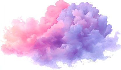 Fototapeta premium Pink and purple dreamy smoke cloud isolated on white background