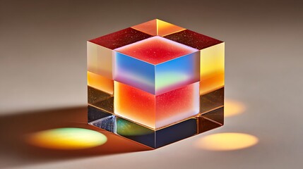 Shiny Reflective Cube Placed on Smooth Minimal Floor Surface Clean Modern Geometric Design Concept