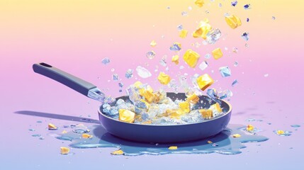Frozen food exploding in pan