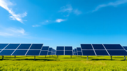 Solar Panels in Green Field