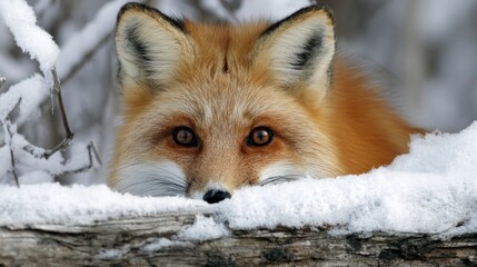 Obraz premium Red fox in winter snow