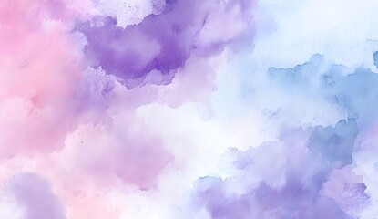 Soft pastel watercolor clouds in blue and purple sky

