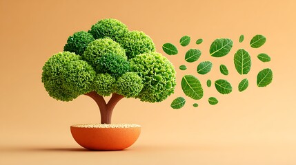 Weightless Kale Leaves Swirling Green Tornado Effect Above Sand-Colored Background Minimal Organic Food Concept Photography