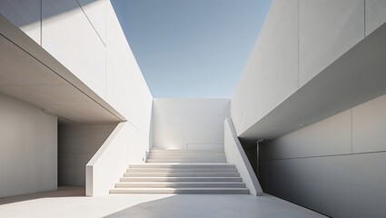 Obraz premium The serene and tranquil interior of a modern minimalist home with a sunken living room