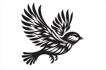 Obraz premium Tribal Bird Silhouette Vector – Bold Flying Feather Design Art