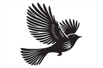 Obraz premium Flying Bird Silhouette Vector – Elegant Black Feathered Art Design