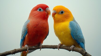 Naklejka premium Two colorful parrots on a branch (3)