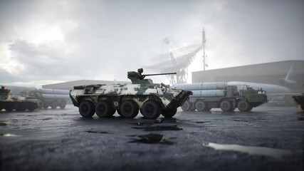 Military russian base. Russian battle armored infantry vehicle.