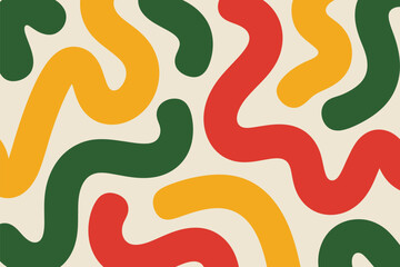 Playful modern background of wavy lines in primary colors creates a bold and vibrant aesthetic for creative projects.