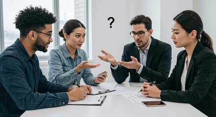 Business Meeting with Diverse Professionals Discussing Concept in Modern Office